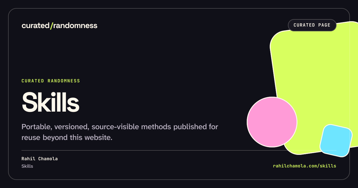 Whole work share artwork for Skills, landscape format in dark theme.